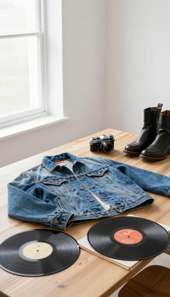 Flat lay of thrifted vintage items for resale