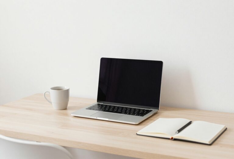 Workspace with laptop and coffee representing side hustle ideas