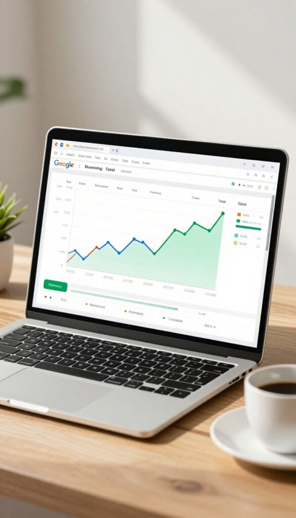 Laptop screen showing Google Sheets savings tracker with colorful charts and graphs