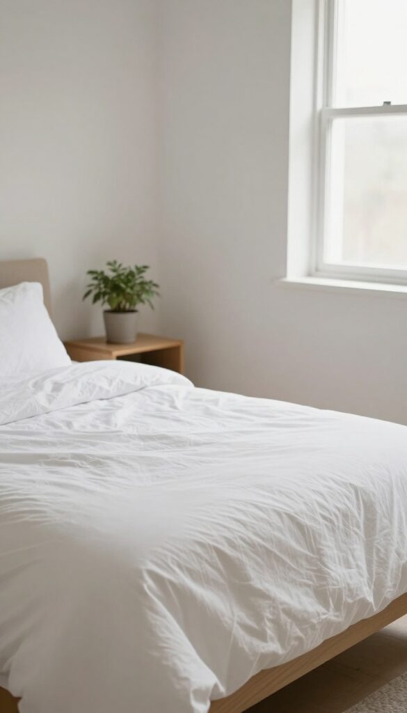 Cozy spare bedroom with white linens and natural light, ready for guests
