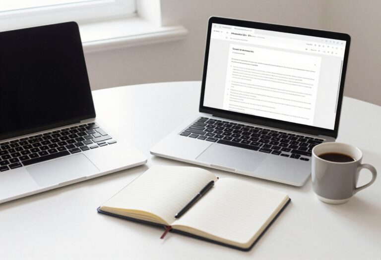 Workspace with laptop and notebook for side hustle planning