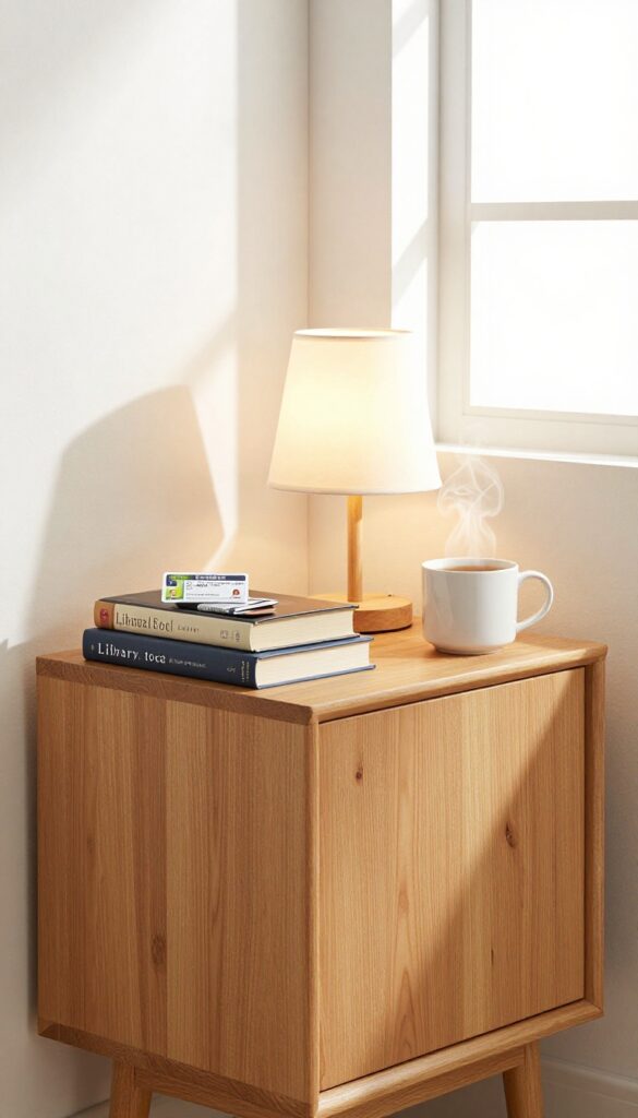 Cozy reading nook with stacked books and a library card, no new books challenge