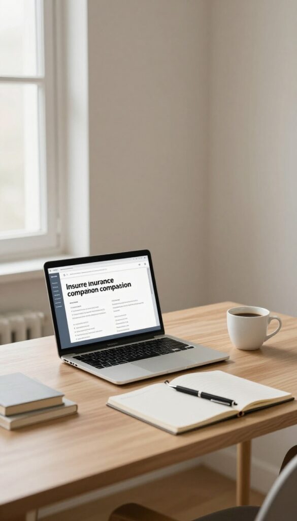 Person reviewing insurance policies on a laptop at a desk