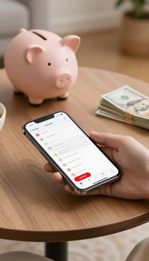 Canceling a subscription on a smartphone to save money for an emergency fund