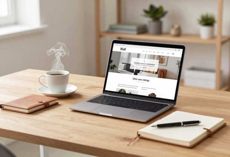 A laptop on a desk with a blog page open, symbolizing anonymous blogging